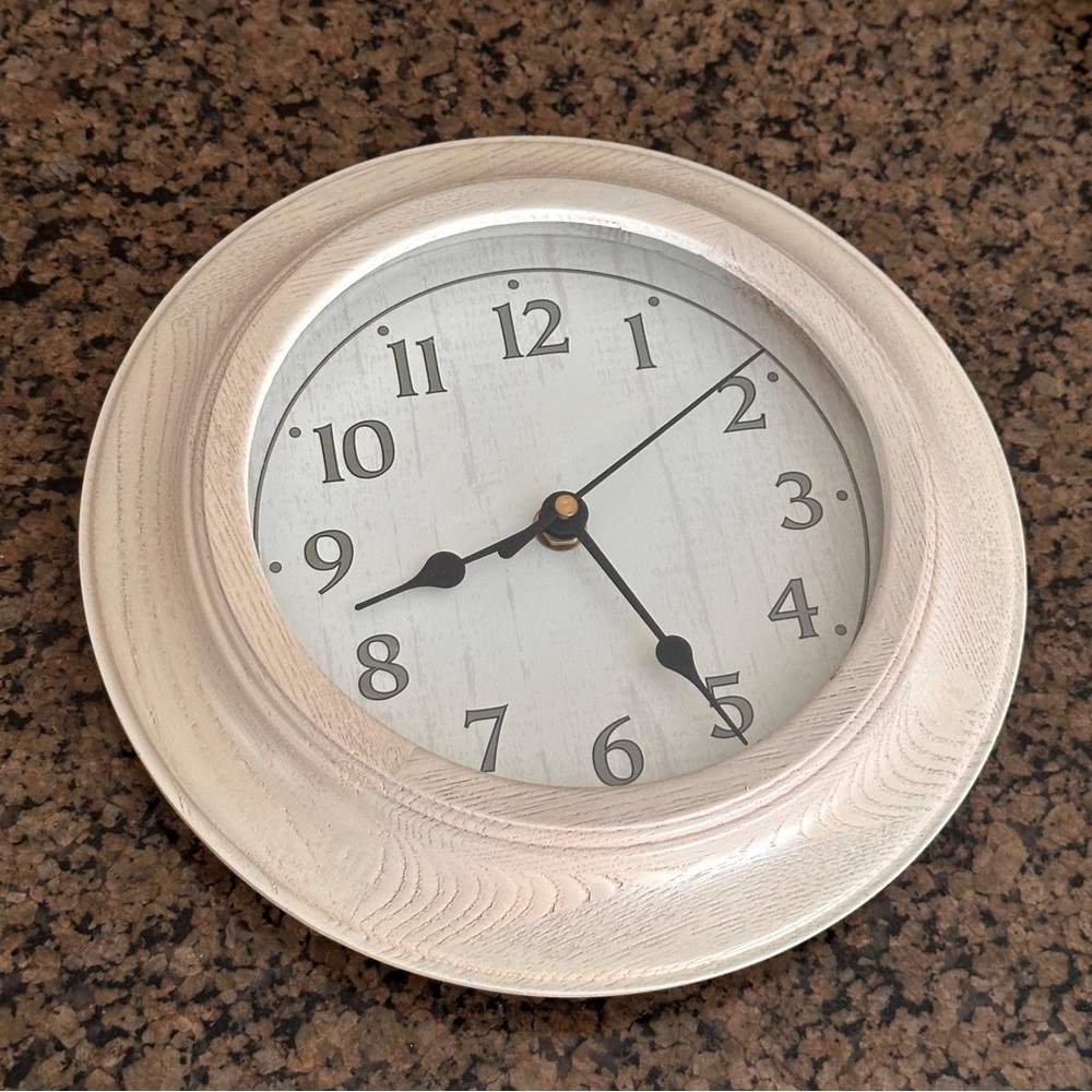 Wall Clock White Beach Contemporary Style 9.5”
